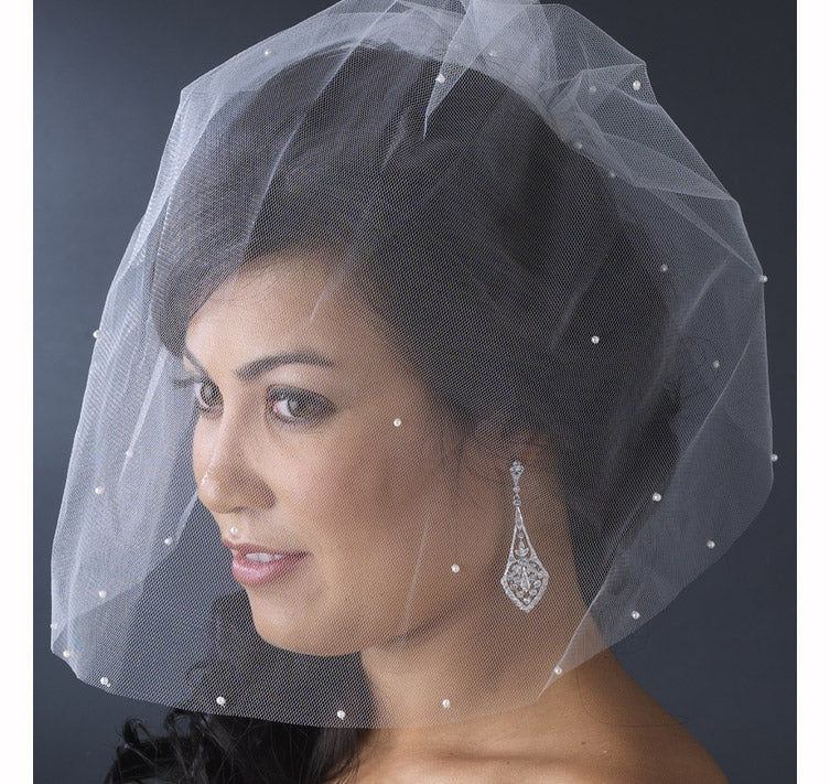 Scattered Pearls Birdcage Blusher Bridal Veil