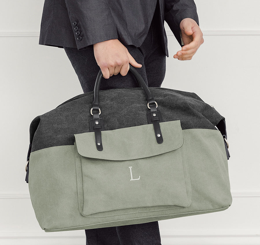 Black &amp; Grey Groomsmen Canvas Weekender Travel Bag