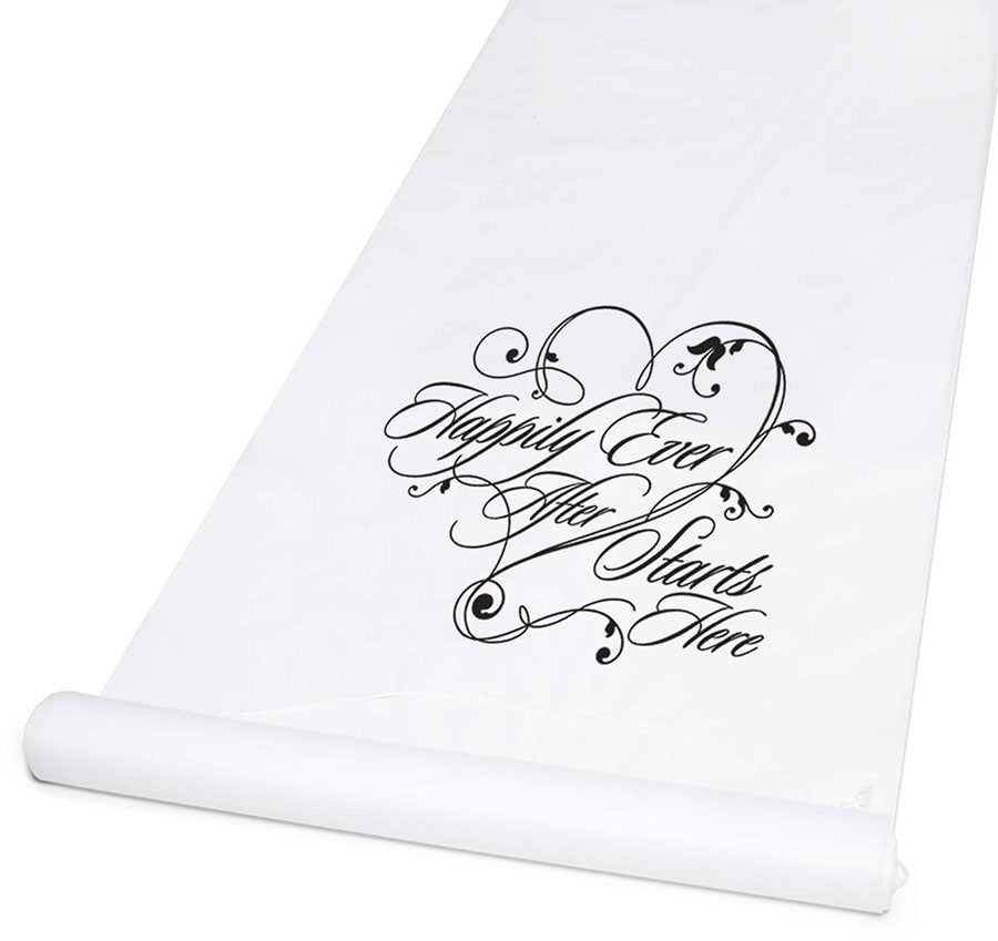Happily Ever After Wedding Aisle Runner - White