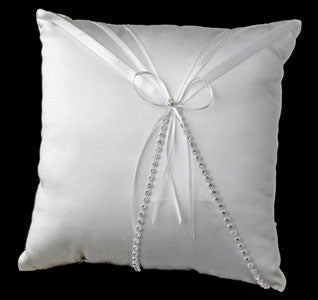 Ring Bearer Pillow Accented with Rhinestone &amp; Ribbon