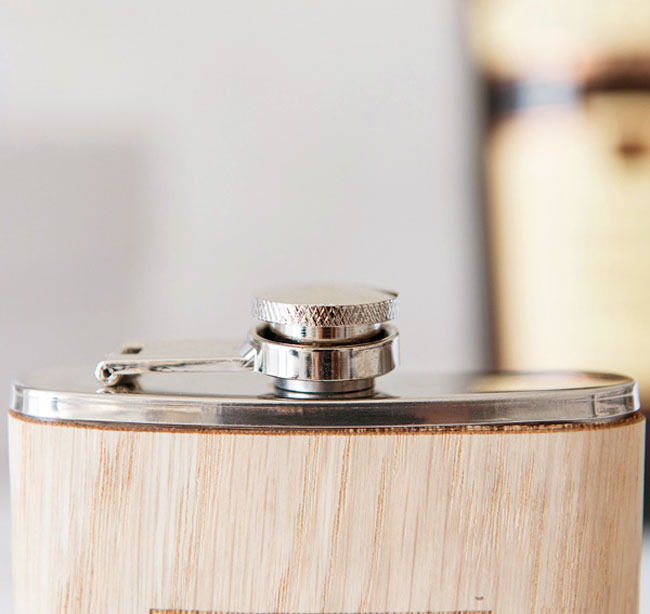 Personalized Oak Wrapped Flask - Groom
