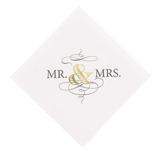 Mr. &amp; Mrs. Golden Elegance Wedding Napkins