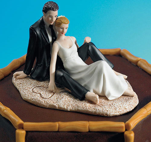 Beach Lounging Bride &amp; Groom Cake Topper