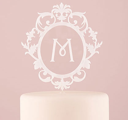 Floating White Initial Cake Topper