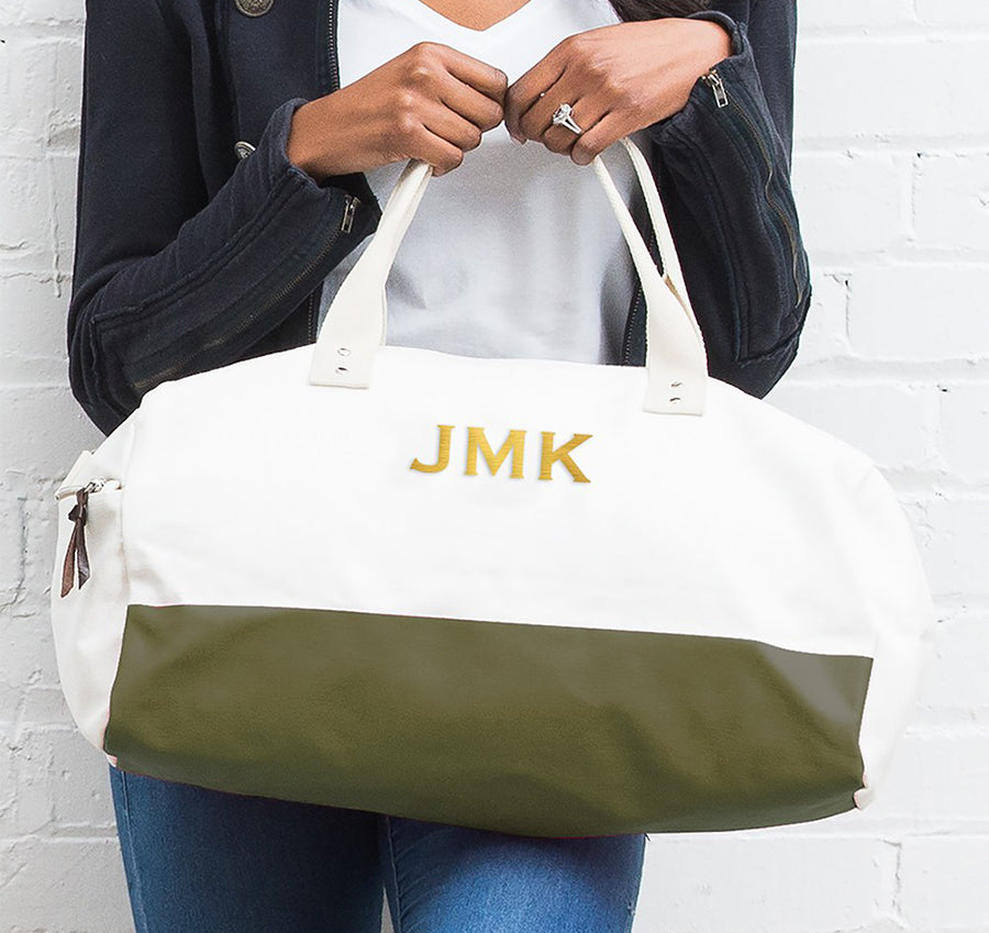 Personalized Canvas Weekender Bag - Army Green