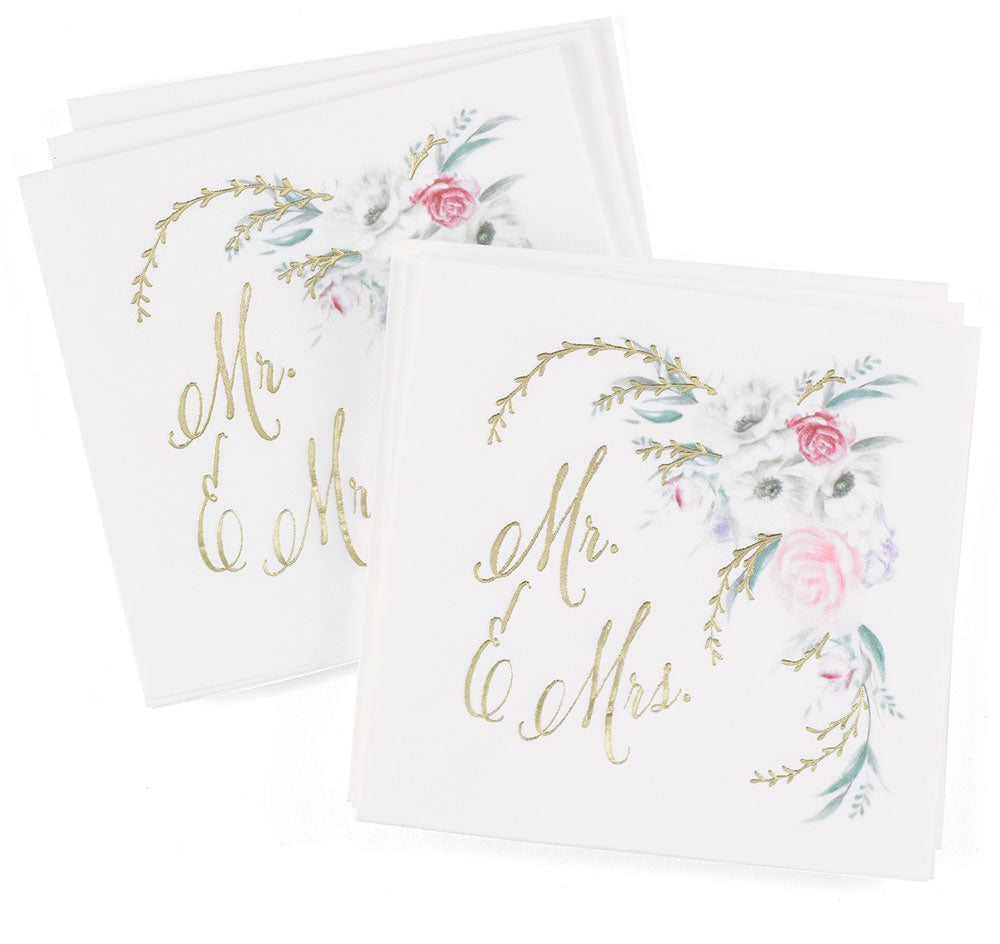 Floral Mr. &amp; Mrs. Wedding Napkins