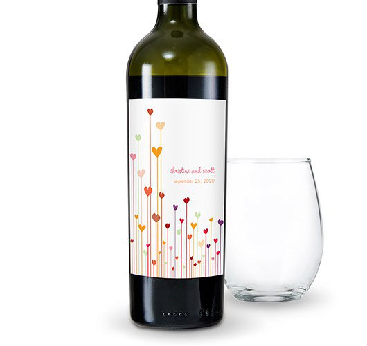 Hearts Wedding Wine Labels