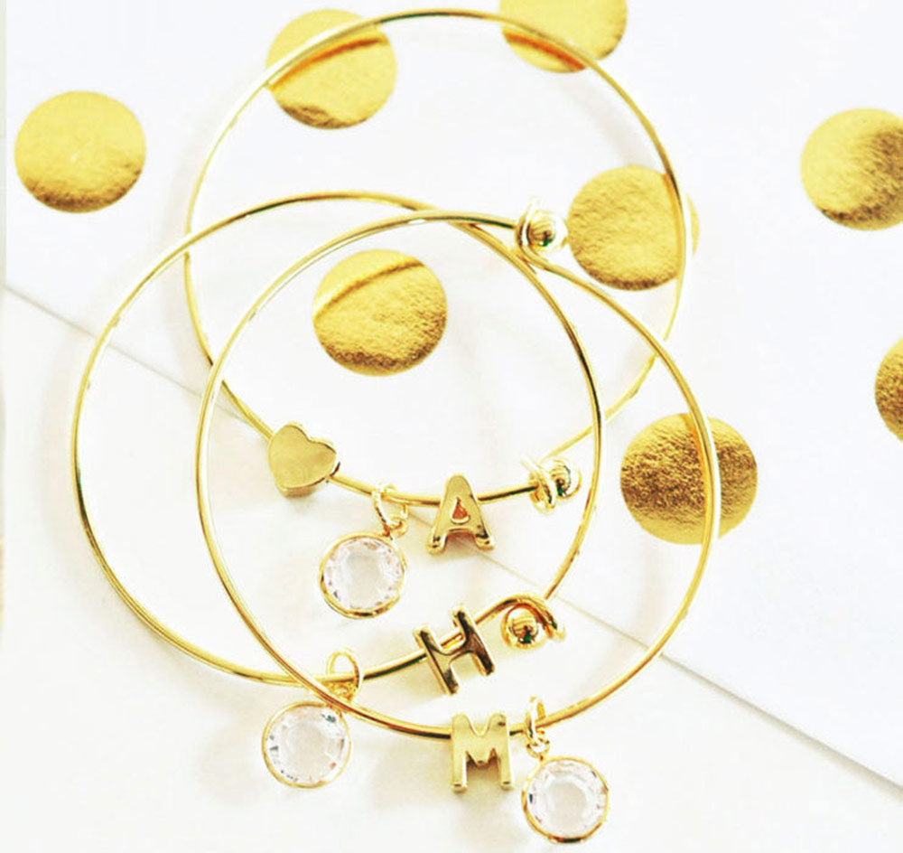 Flower Girl Gold Monogram Bracelet