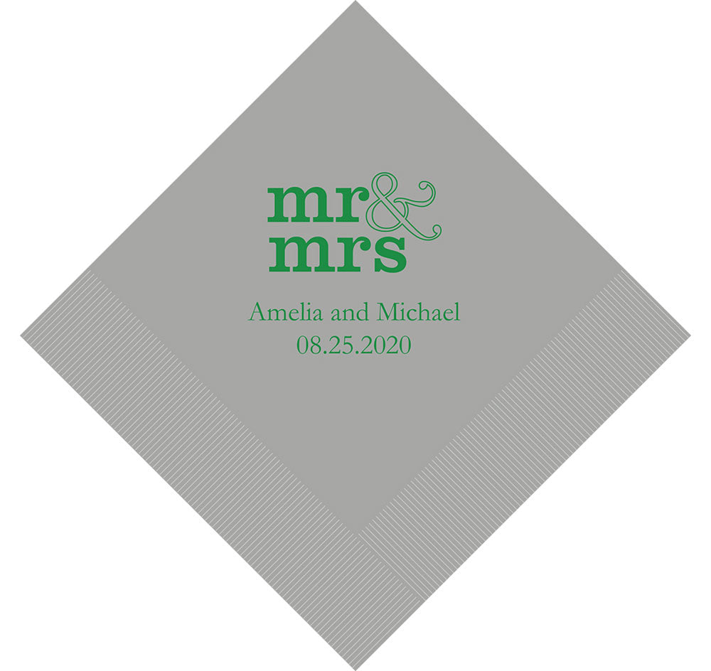 Mr. &amp; Mrs. Personalized Wedding Napkins
