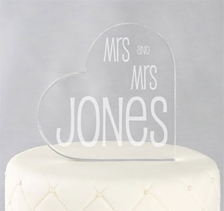 Mrs. &amp; Mrs. Cake Topper - Heart