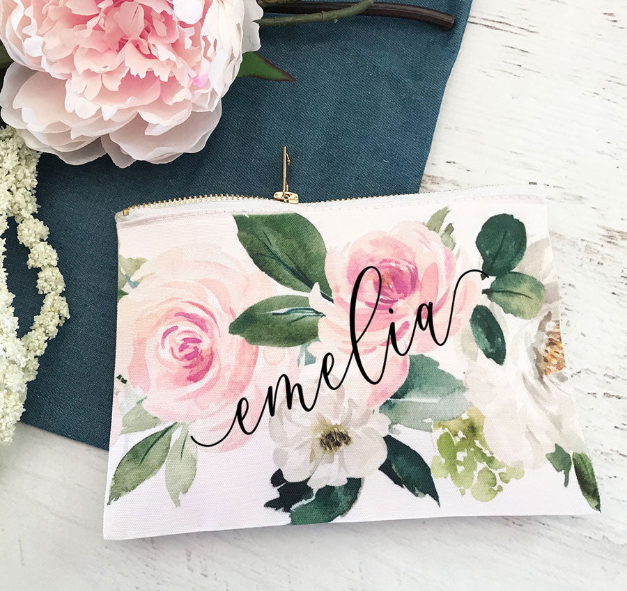 Personalized Spring Rose Cosmetic Bag