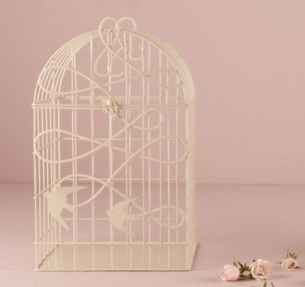 Ivory Hydrangeas Bird Cage-Wedding card offers holder