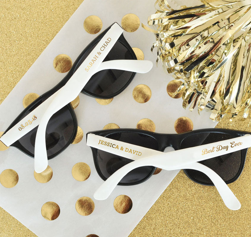Personalized Sunglass Favors - Black &amp; White