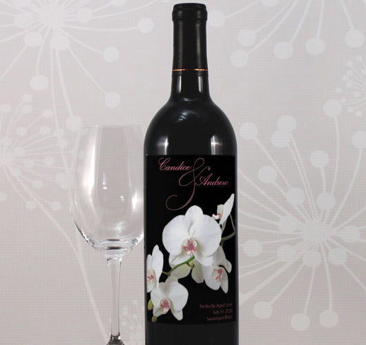 Classic Orchid Wedding Wine Labels