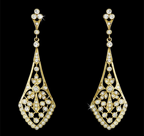 Vintage Style Cubic Zirconia Bridal Earrings