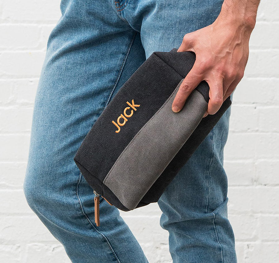 Black &amp; Gray Canvas Groomsmen Toiletry Bag