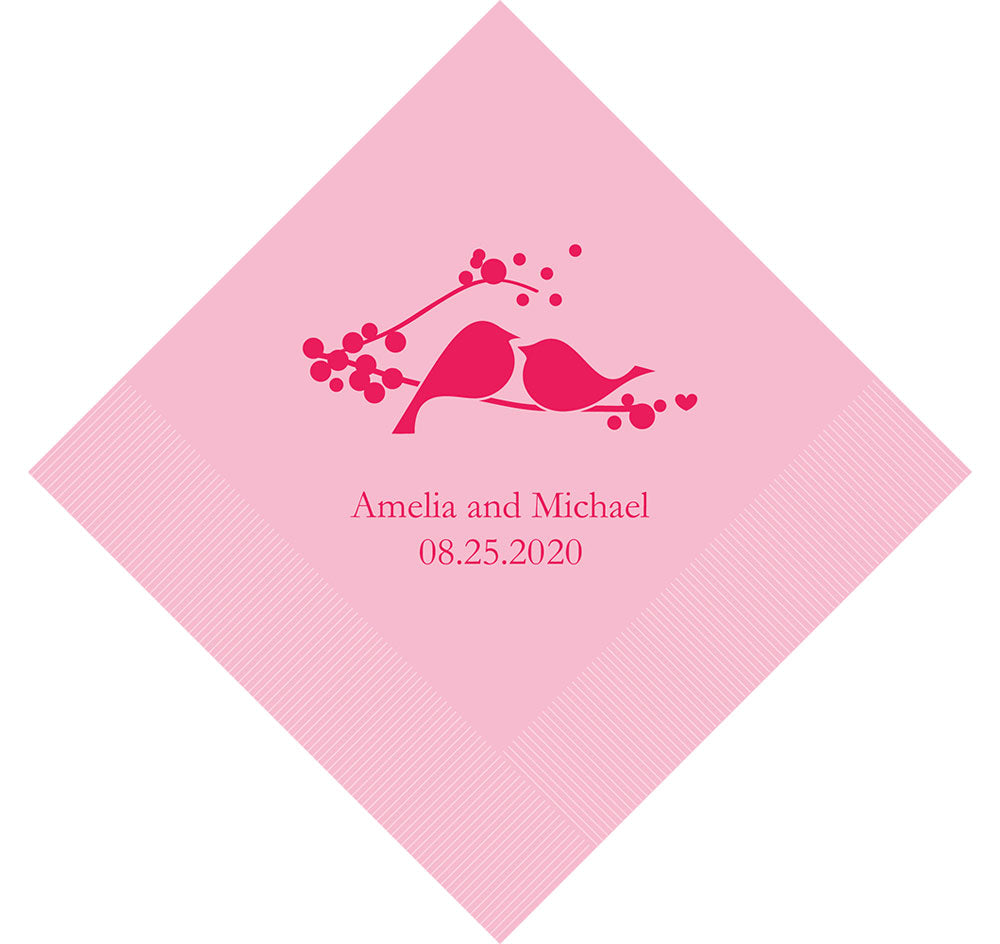 Love Birds Personalized Wedding Napkins