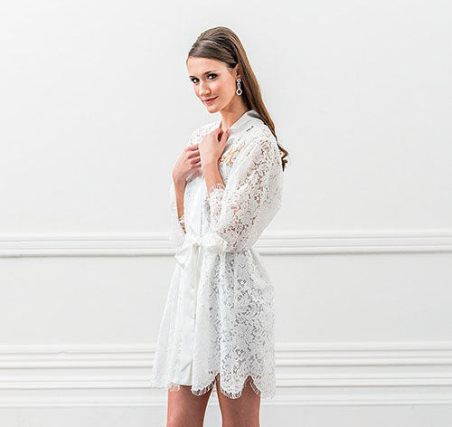 White Lace Bridal Robe