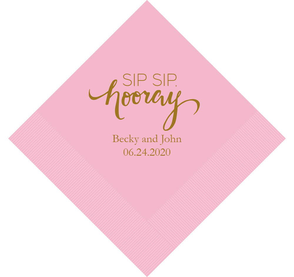 Sip Sip, Hooray Personalized Napkins