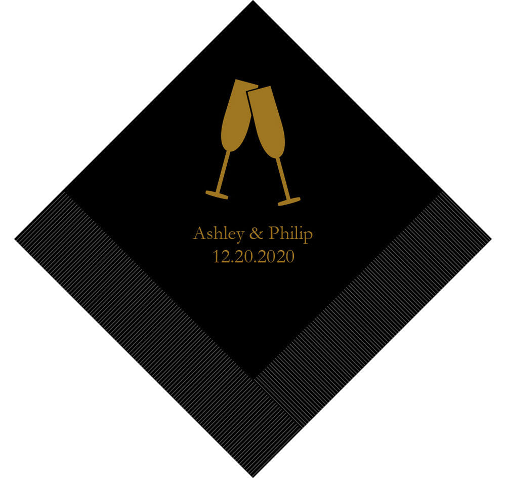 Champagne Flutes Personalized Wedding Napkins