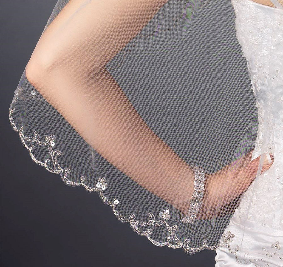 Scalloped Embroidered Edge Bridal Veil