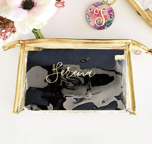 Personalized Gold Cosmetic Bag