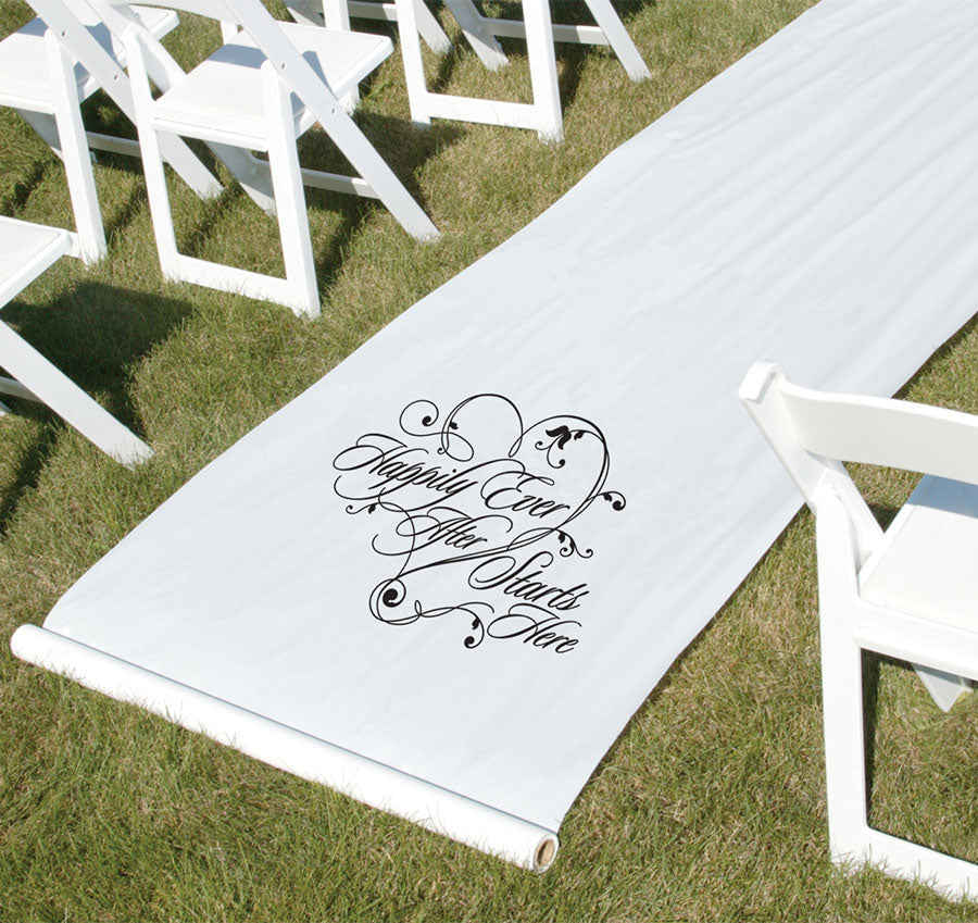 Happily Ever After Wedding Aisle Runner - White