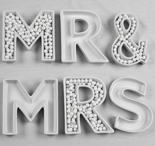 MR & MRS Ceramic Letter Dishes