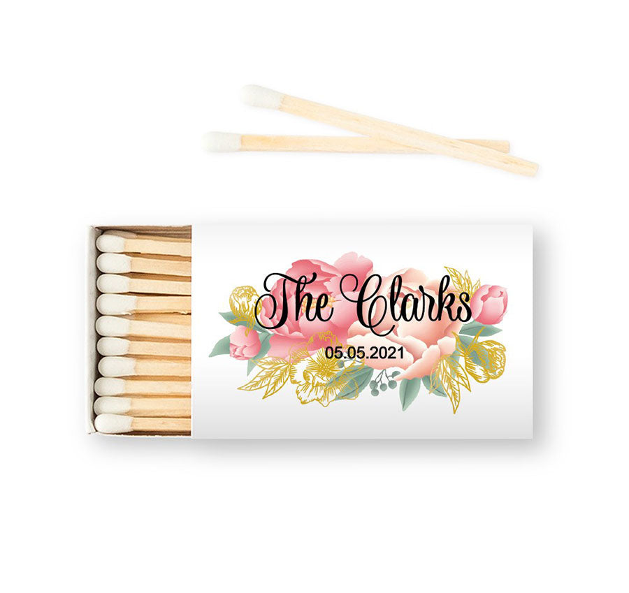 Personalized Matchbox - Modern Floral - Pack of 50