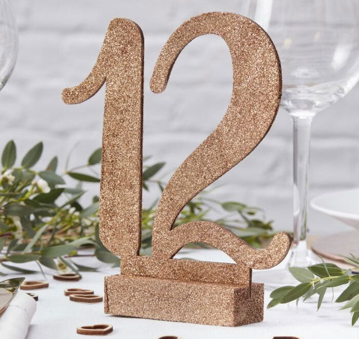 Rose Gold Glitter Table Numbers