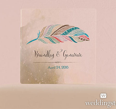 Whimsical Feather Wedding Cake Topper