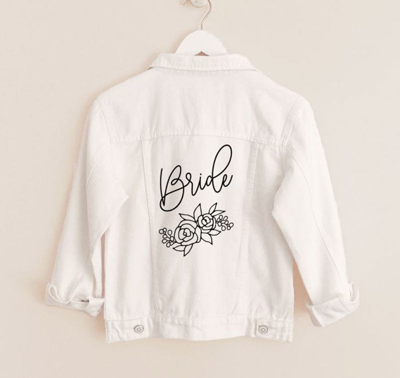 Bridal Floral White Jean Jacket