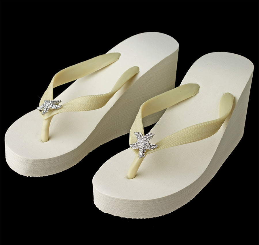 Starfish Rhinestone Bridal Flip Flops - Ivory