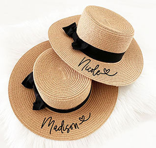 Personalized Boater Hat - With Heart