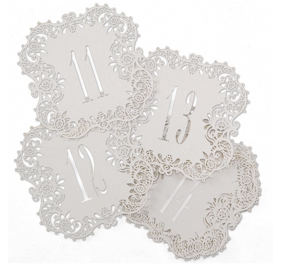 White Table Number Cards 11-20