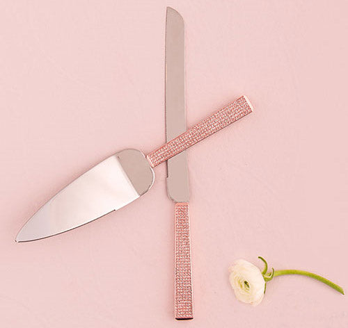 Rose Gold Diamond Glitter Cake Serving Set