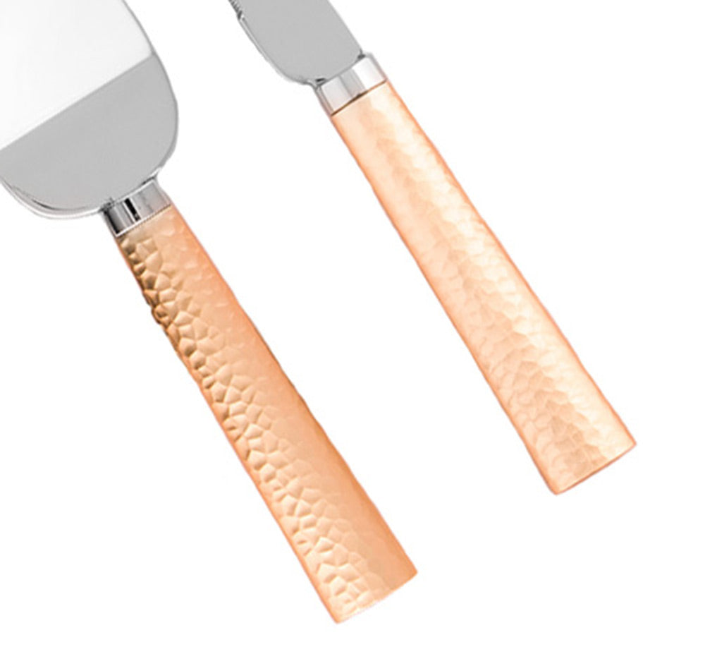 Hammered Gold &amp; Silver Cake Serving Set