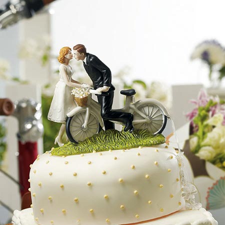 Bicycle Kiss Bride &amp; Groom Cake Topper