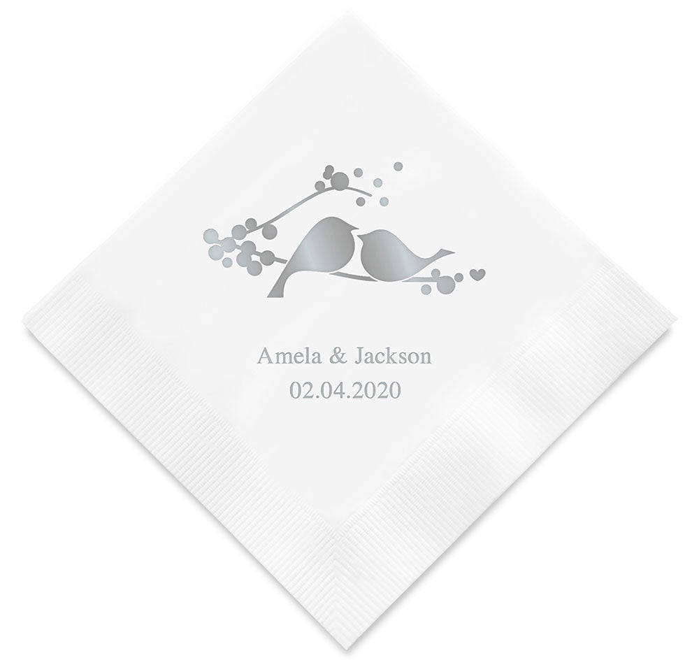 Love Birds Personalized Wedding Napkins