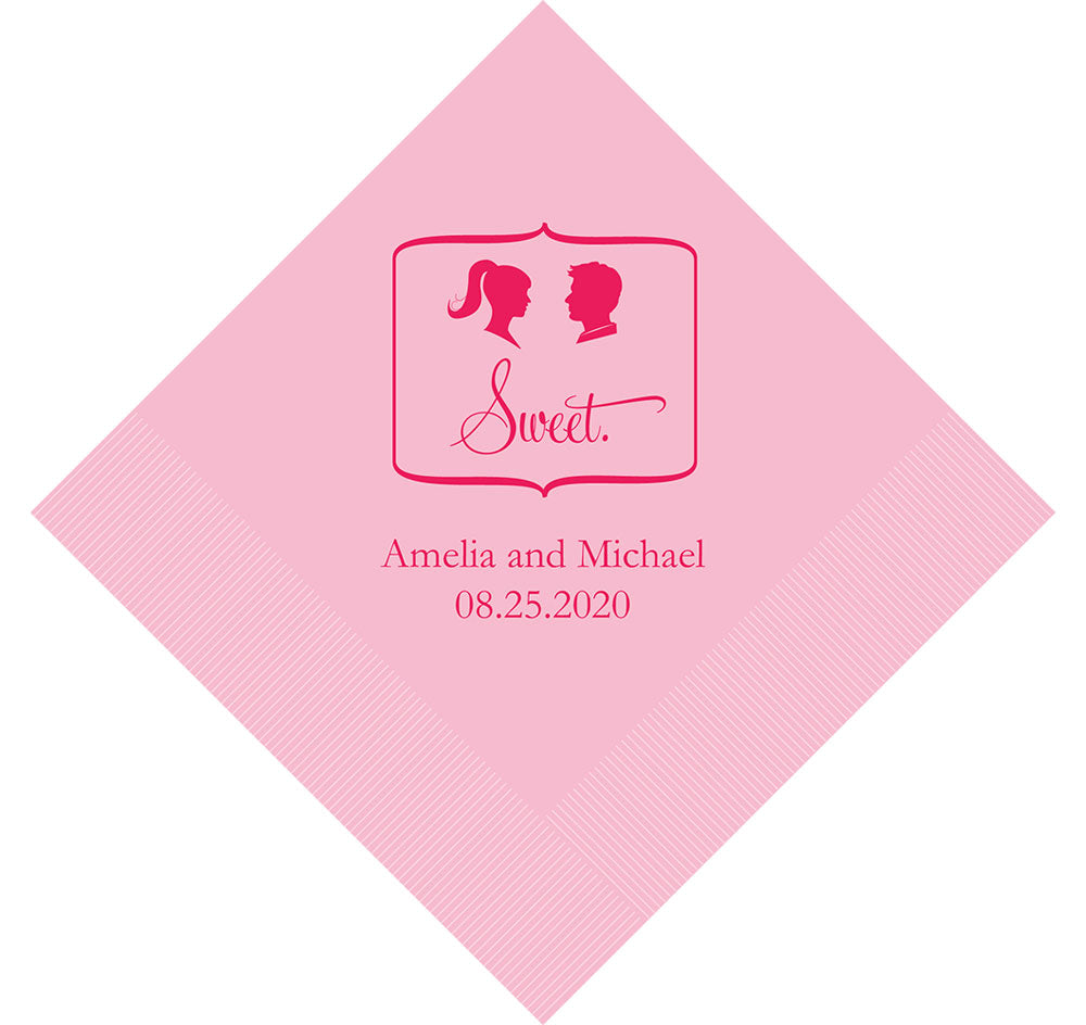 Sweet Silhouette Personalized Napkins - Bride With Ponytail