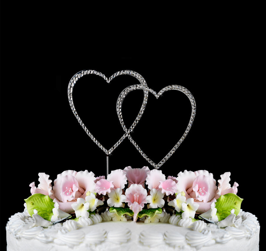 Swarovski Crystal Double Heart Cake Topper