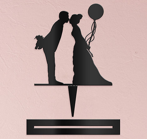 Leaning in Silhouette Acrylic Cake Topper - Black