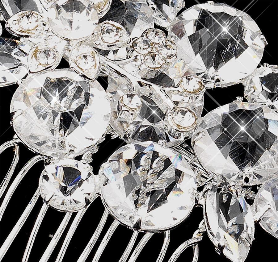 Crystals &amp; Rhinestones Flower Bridal Hair Comb