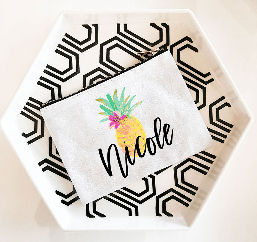 Personalized Tropical Canvas Cosmetic Bag