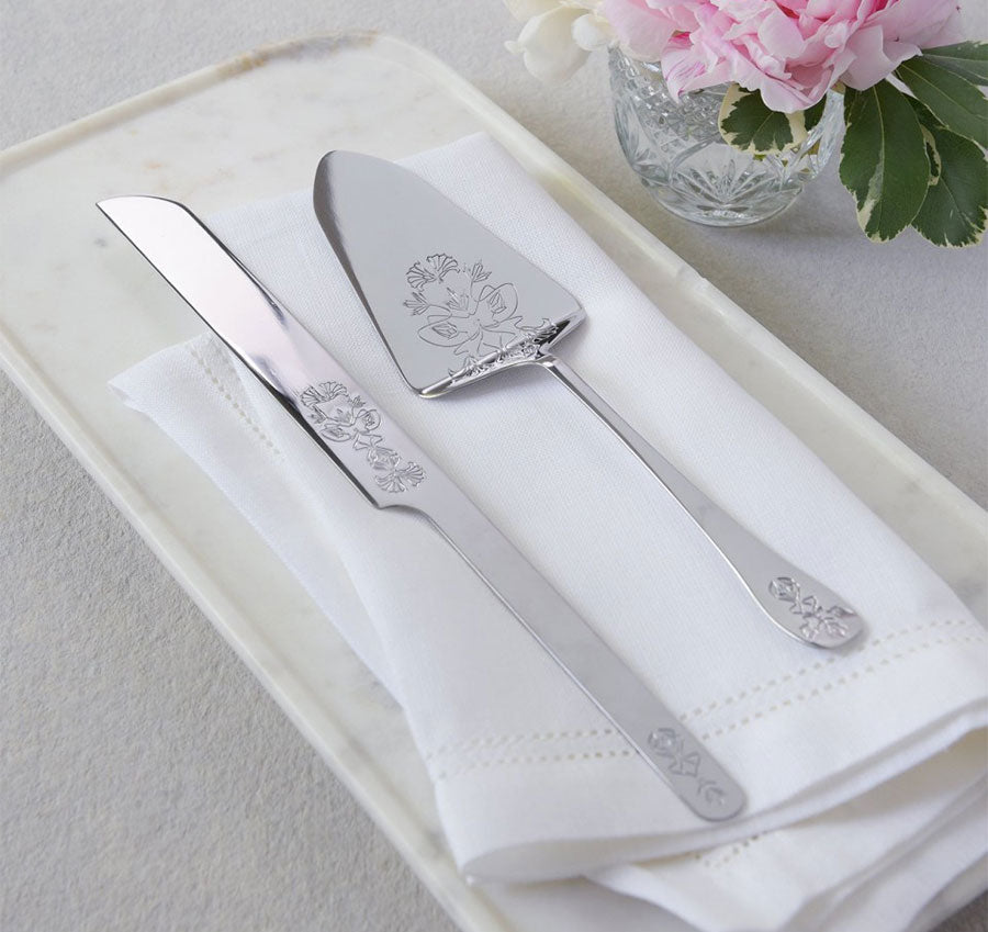 Silver Ornate Cake Serving Set