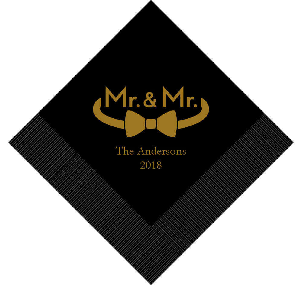 Mr. &amp; Mr. Bowtie Wedding Napkins