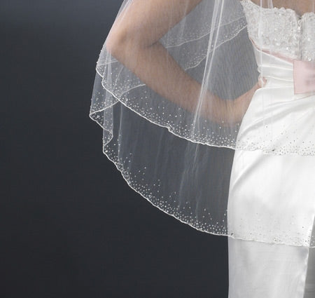 Crystal Fingertip Length Bridal Veil