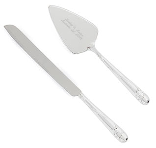 Silver Wedding Cake Server Set with Raised Loop Heart