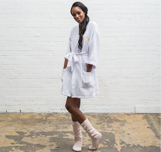 Waffle Kimono Bridesmaid Robe - White