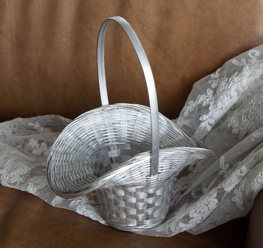 Metallic Wicker Flower Girl Basket